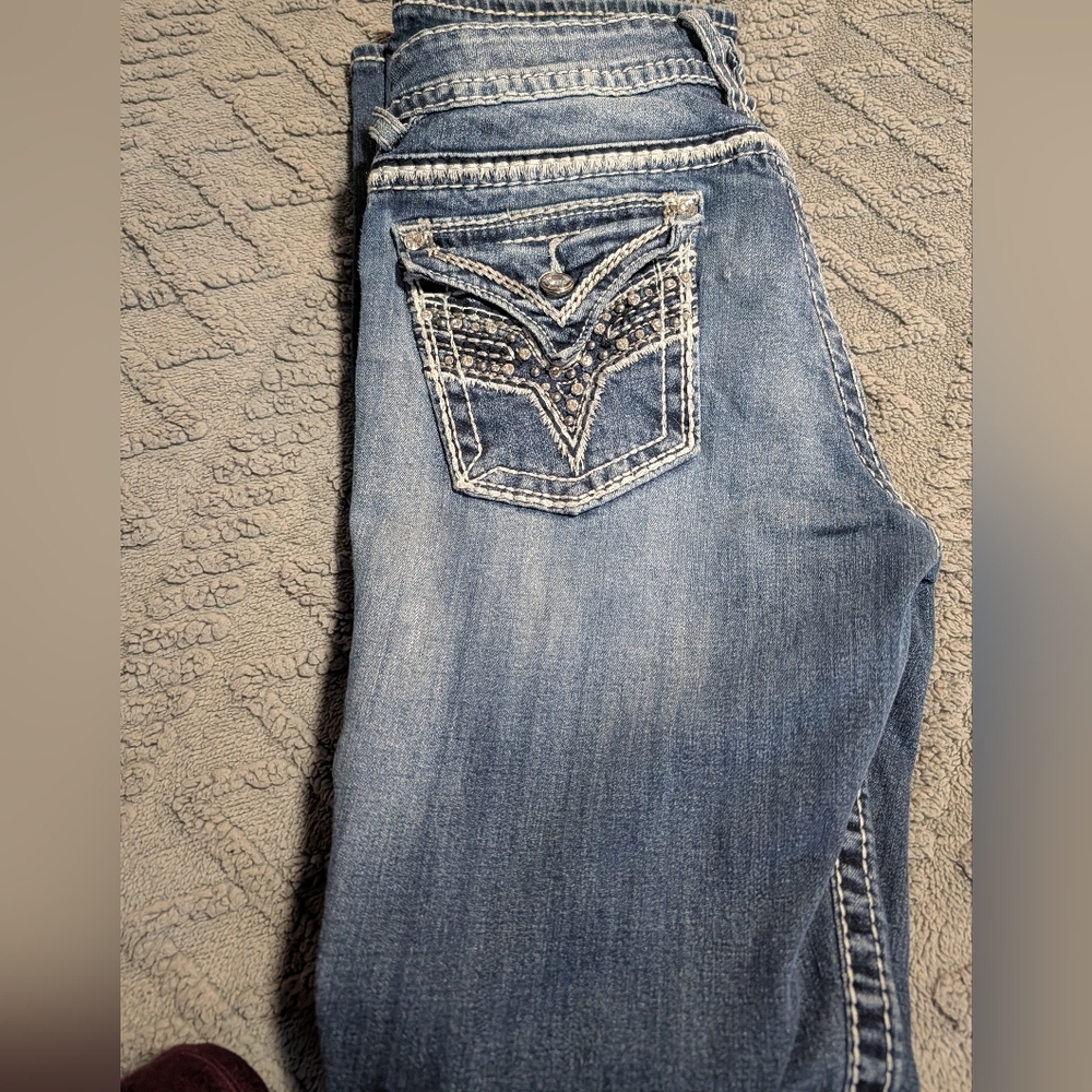 Vigoss Women's Distressed Blue Boot Cut Jeans - Picture 6 of 6